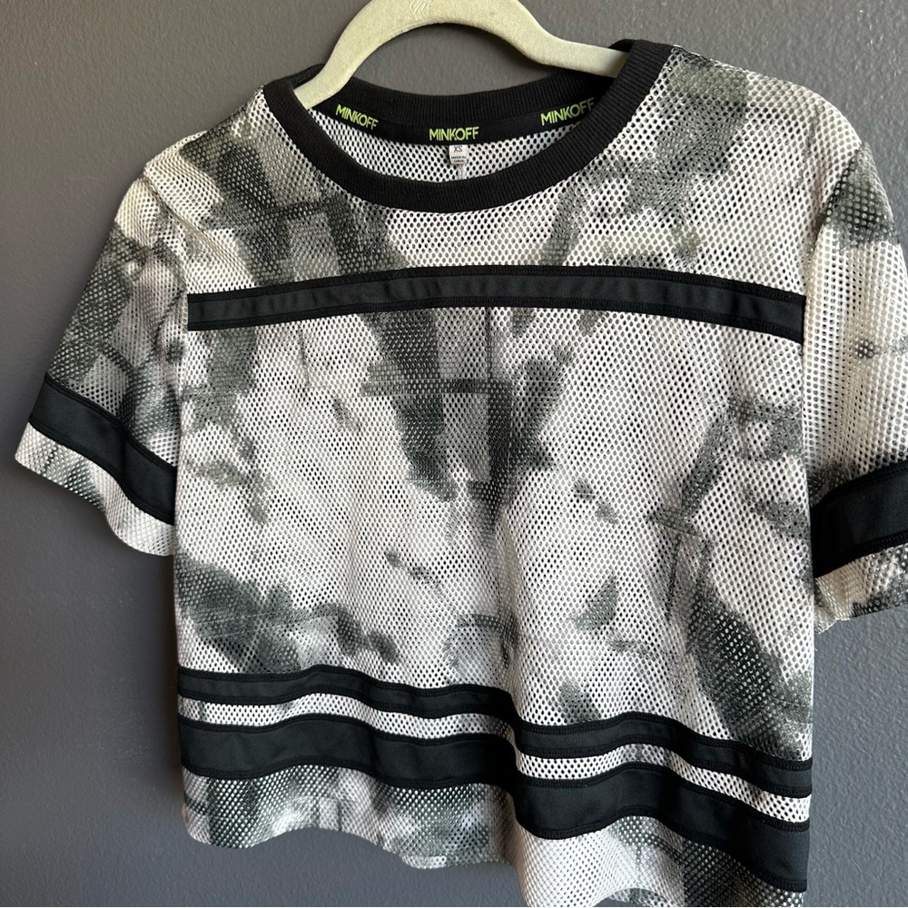 Rebecca mink off tye dye white mesh football crop jersey oversized 4 FR 40 - Picture 3 of 8
